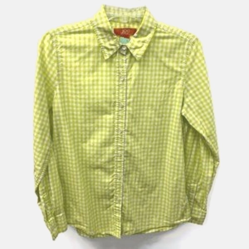 Joe Fresh Citron and White Gingham Button Up Blouse